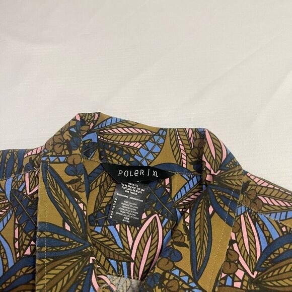 Poler Brown Paisley Short Sleeve Button Up Shirt Size XL - Picture 2 of 5